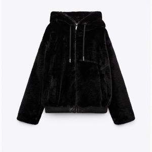 Zara Faux Fur Hooded Coat XL